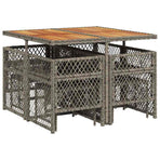 9 Piece Garden Dining Set with Cushions Grey Poly Rattan