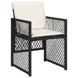 9 Piece Garden Dining Set with Cushions Black Poly Rattan