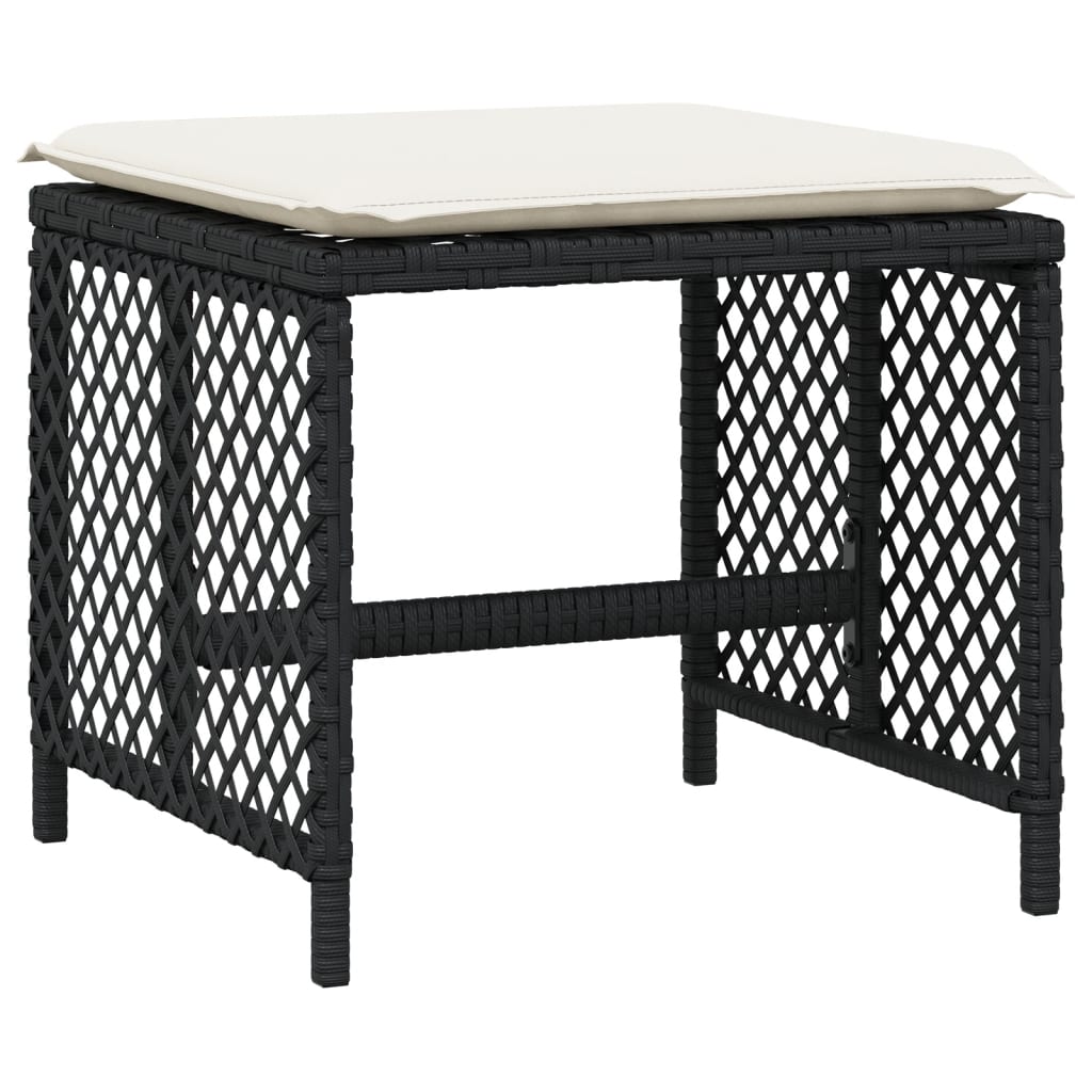 9 Piece Garden Dining Set with Cushions Black Poly Rattan