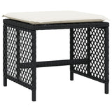 9 Piece Garden Dining Set with Cushions Black Poly Rattan
