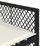 9 Piece Garden Dining Set with Cushions Black Poly Rattan - Extra Image