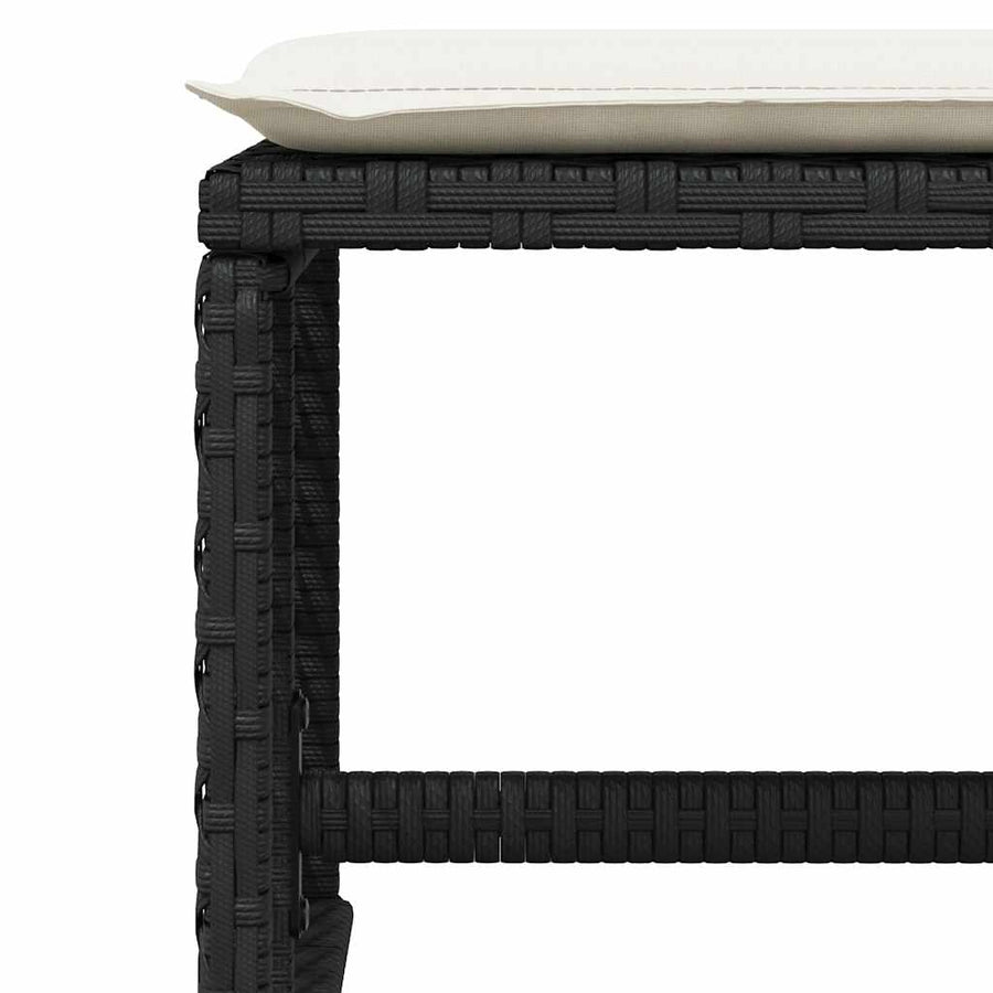 9 Piece Garden Dining Set with Cushions Black Poly Rattan