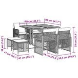 9 Piece Garden Dining Set with Cushions Black Poly Rattan