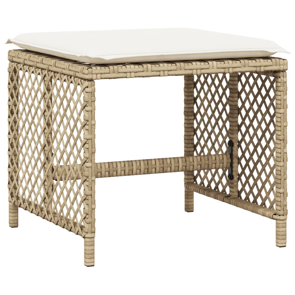9 Piece Garden Dining Set with Cushions Beige Poly Rattan