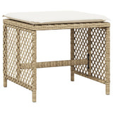 9 Piece Garden Dining Set with Cushions Beige Poly Rattan
