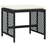 11 Piece Garden Dining Set with Cushions Black Poly Rattan