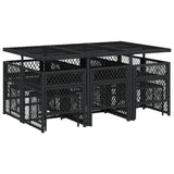 11 Piece Garden Dining Set with Cushions Black Poly Rattan