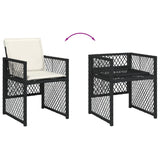 11 Piece Garden Dining Set with Cushions Black Poly Rattan - Close-Up Angle