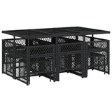 11 Piece Garden Dining Set with Cushions Black Poly Rattan