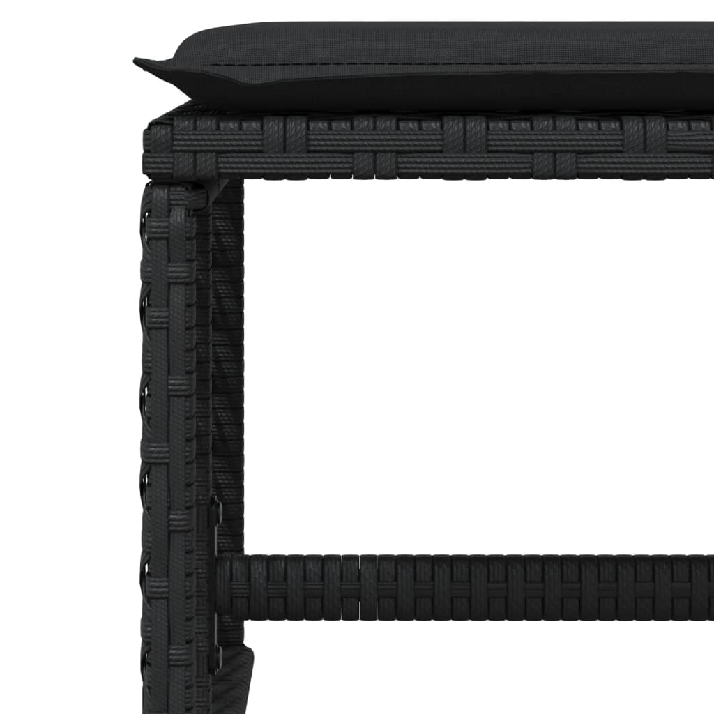 11 Piece Garden Dining Set with Cushions Black Poly Rattan