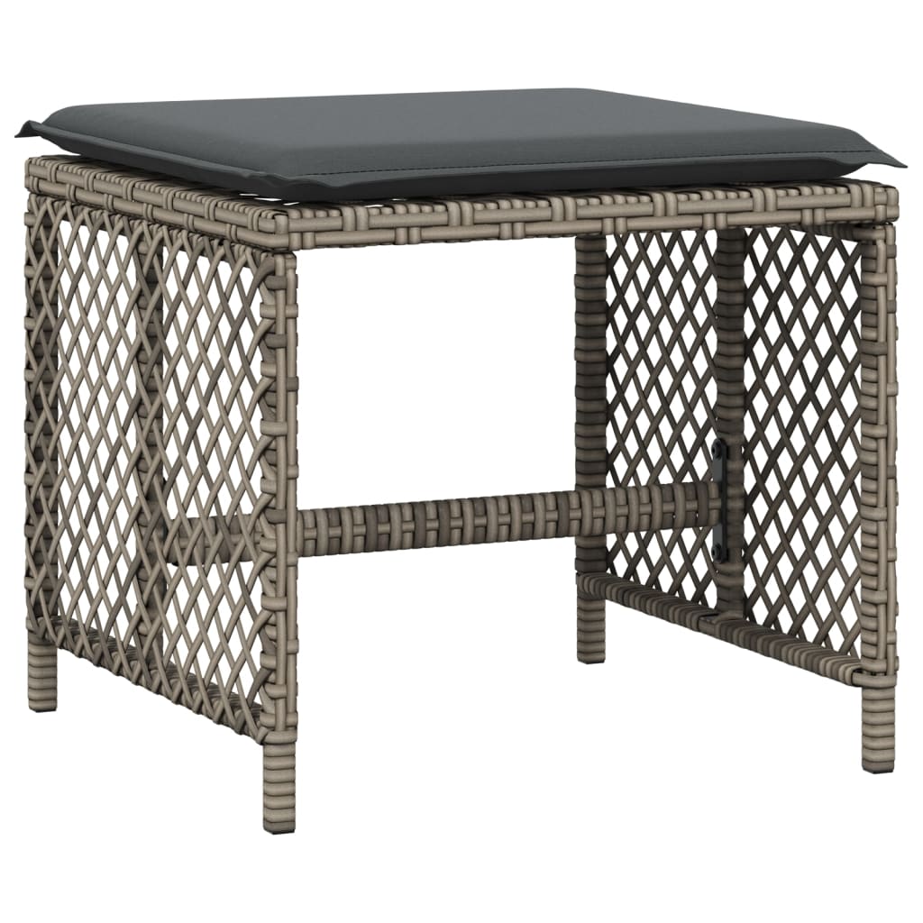 11 Piece Garden Dining Set with Cushions Grey Poly Rattan