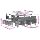 11 Piece Garden Dining Set with Cushions Grey Poly Rattan