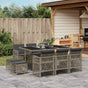 11 Piece Garden Dining Set with Cushions Grey Poly Rattan
