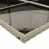 11 Piece Garden Dining Set with Cushions Light Grey Poly Rattan - Low Angle