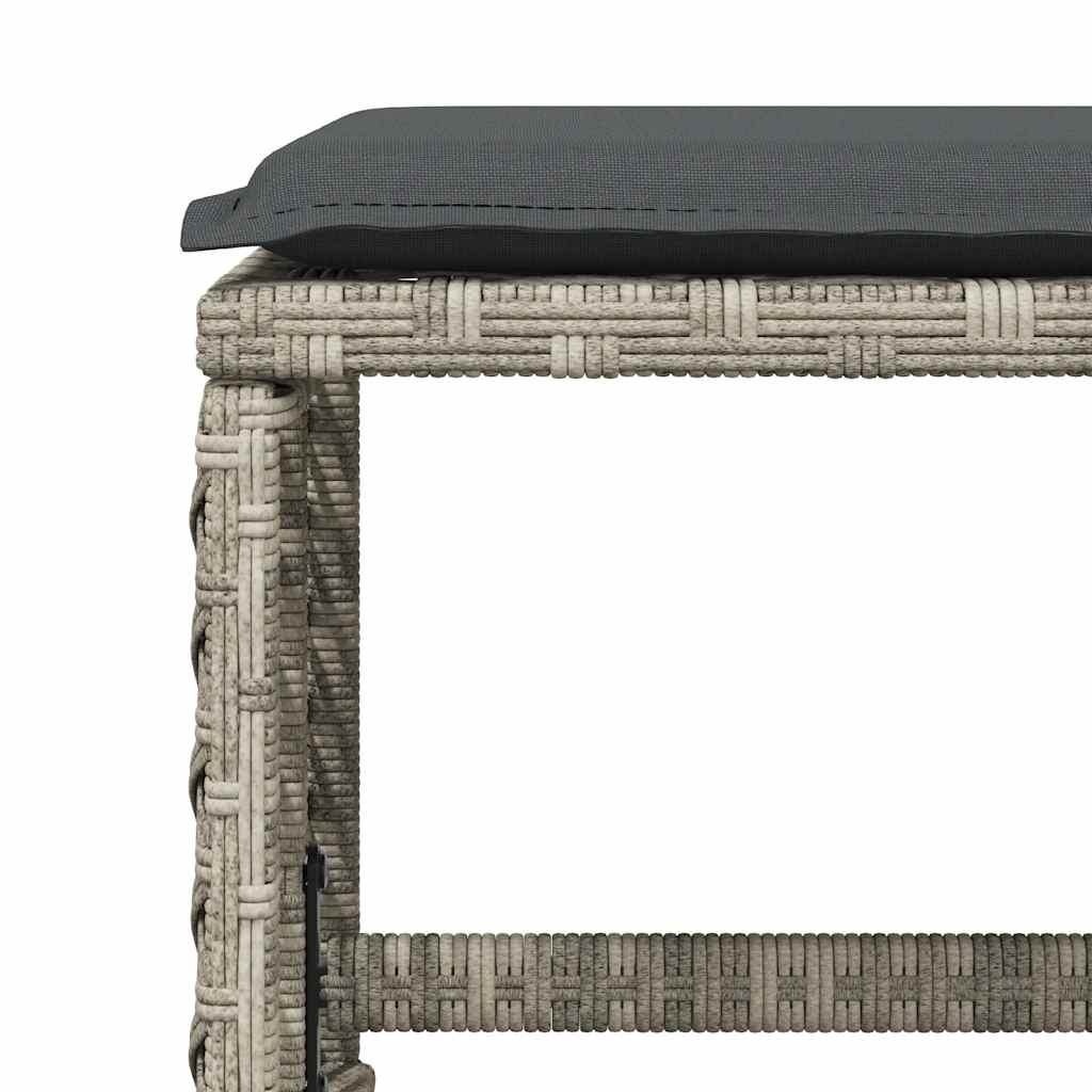 11 Piece Garden Dining Set with Cushions Light Grey Poly Rattan