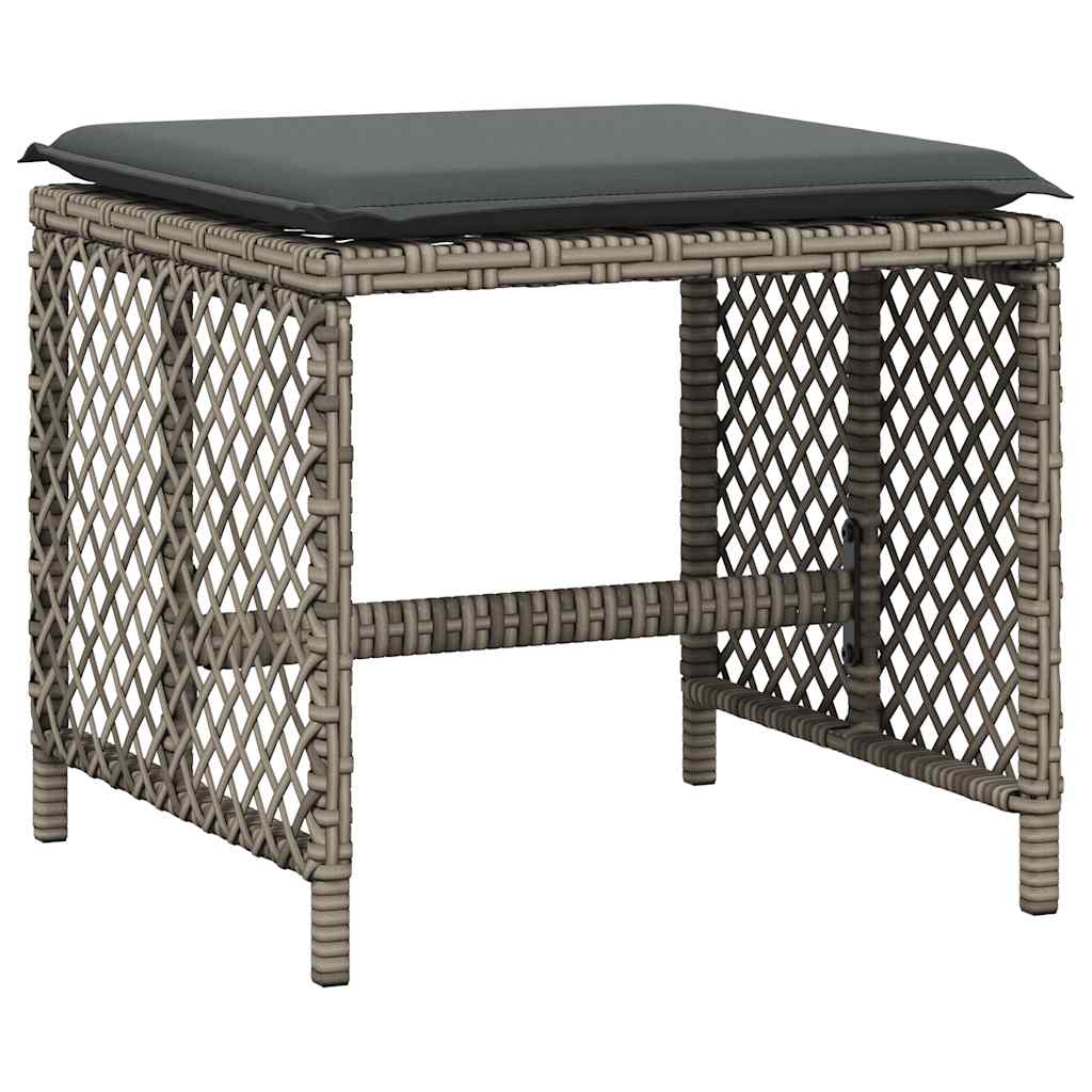 11 Piece Garden Dining Set with Cushions Grey Poly Rattan