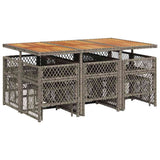 11 Piece Garden Dining Set with Cushions Grey Poly Rattan