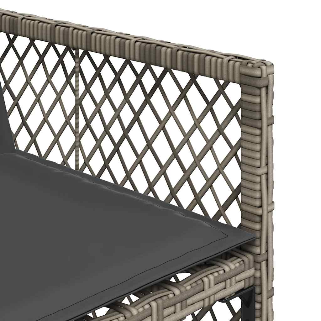 11 Piece Garden Dining Set with Cushions Grey Poly Rattan