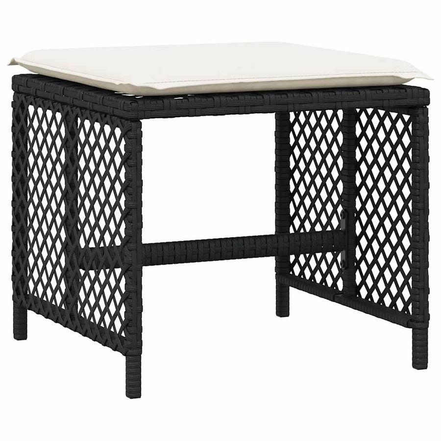 11 Piece Garden Dining Set with Cushions Black Poly Rattan