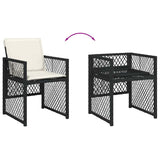 11 Piece Garden Dining Set with Cushions Black Poly Rattan - Close-Up Angle