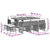 11 Piece Garden Dining Set with Cushions Black Poly Rattan