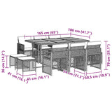 11 Piece Garden Dining Set with Cushions Beige Poly Rattan - Extra Image