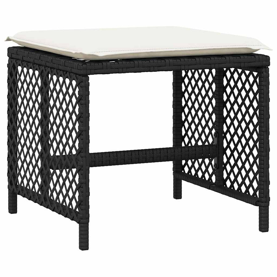 13 Piece Garden Dining Set with Cushions Black Poly Rattan