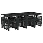 13 Piece Garden Dining Set with Cushions Black Poly Rattan