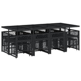 13 Piece Garden Dining Set with Cushions Black Poly Rattan - Rear View