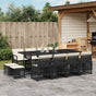 13 Piece Garden Dining Set with Cushions Black Poly Rattan