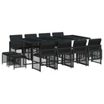 13 Piece Garden Dining Set with Cushions Black Poly Rattan