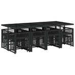 13 Piece Garden Dining Set with Cushions Black Poly Rattan