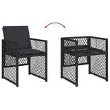 13 Piece Garden Dining Set with Cushions Black Poly Rattan - Close-Up Angle