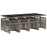 13 Piece Garden Dining Set with Cushions Grey Poly Rattan