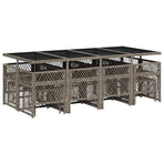 13 Piece Garden Dining Set with Cushions Grey Poly Rattan