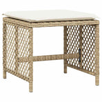 13 Piece Garden Dining Set with Cushions Beige Poly Rattan