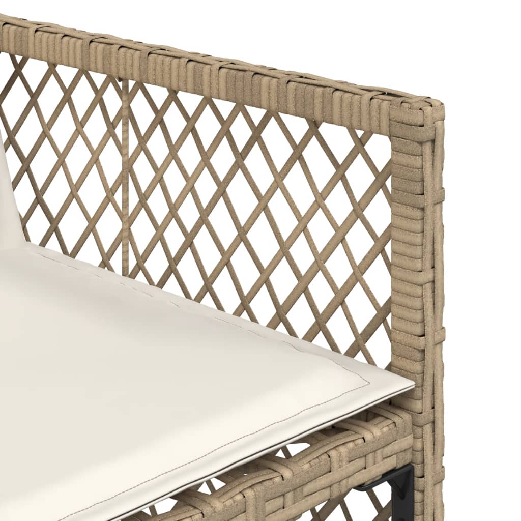 13 Piece Garden Dining Set with Cushions Beige Poly Rattan