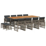 13 Piece Garden Dining Set with Cushions Grey Poly Rattan