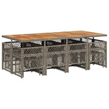 13 Piece Garden Dining Set with Cushions Grey Poly Rattan