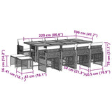 13 Piece Garden Dining Set with Cushions Grey Poly Rattan