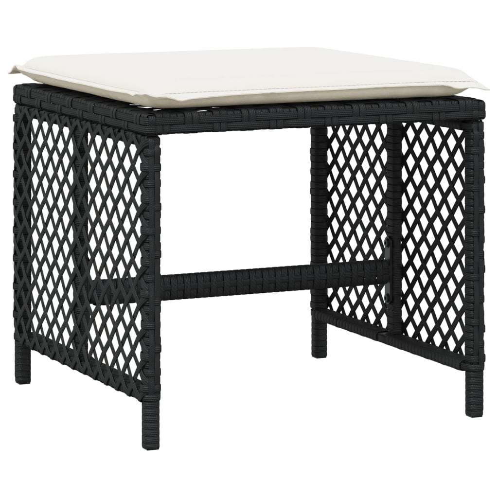 13 Piece Garden Dining Set with Cushions Black Poly Rattan