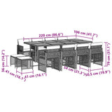 13 Piece Garden Dining Set with Cushions Black Poly Rattan