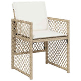 13 Piece Garden Dining Set with Cushions Beige Poly Rattan