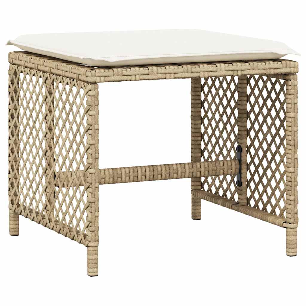 13 Piece Garden Dining Set with Cushions Beige Poly Rattan