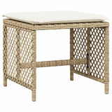 13 Piece Garden Dining Set with Cushions Beige Poly Rattan