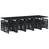 15 Piece Garden Dining Set with Cushions Black Poly Rattan