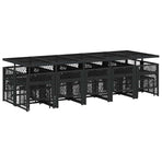 15 Piece Garden Dining Set with Cushions Black Poly Rattan