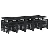 15 Piece Garden Dining Set with Cushions Black Poly Rattan - Rear View