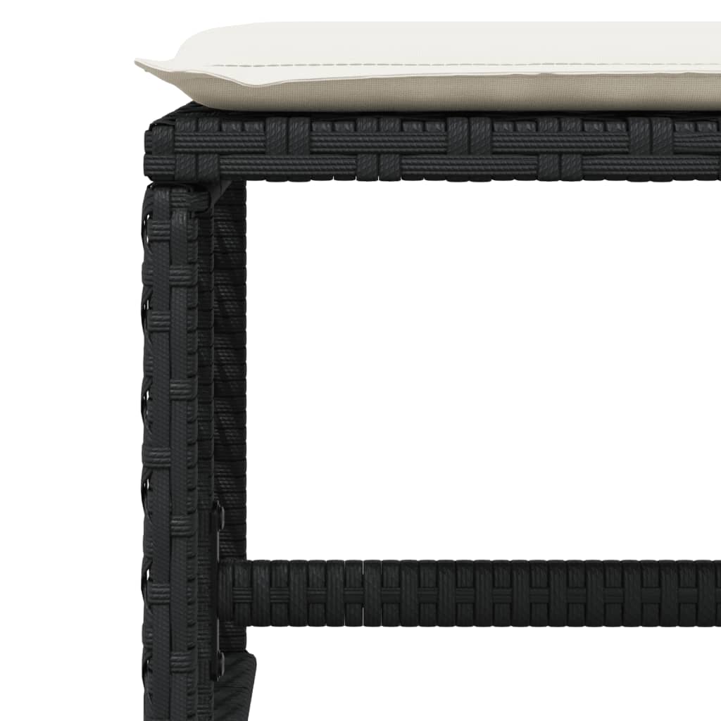 15 Piece Garden Dining Set with Cushions Black Poly Rattan