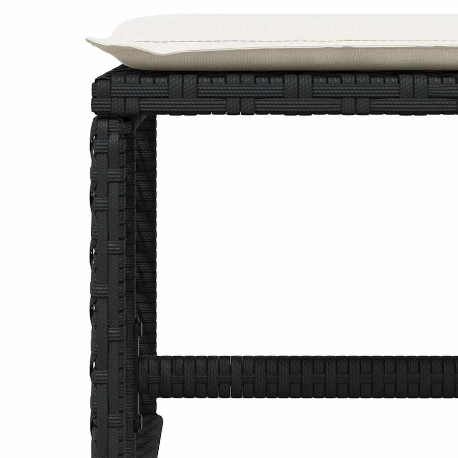 15 Piece Garden Dining Set with Cushions Black Poly Rattan